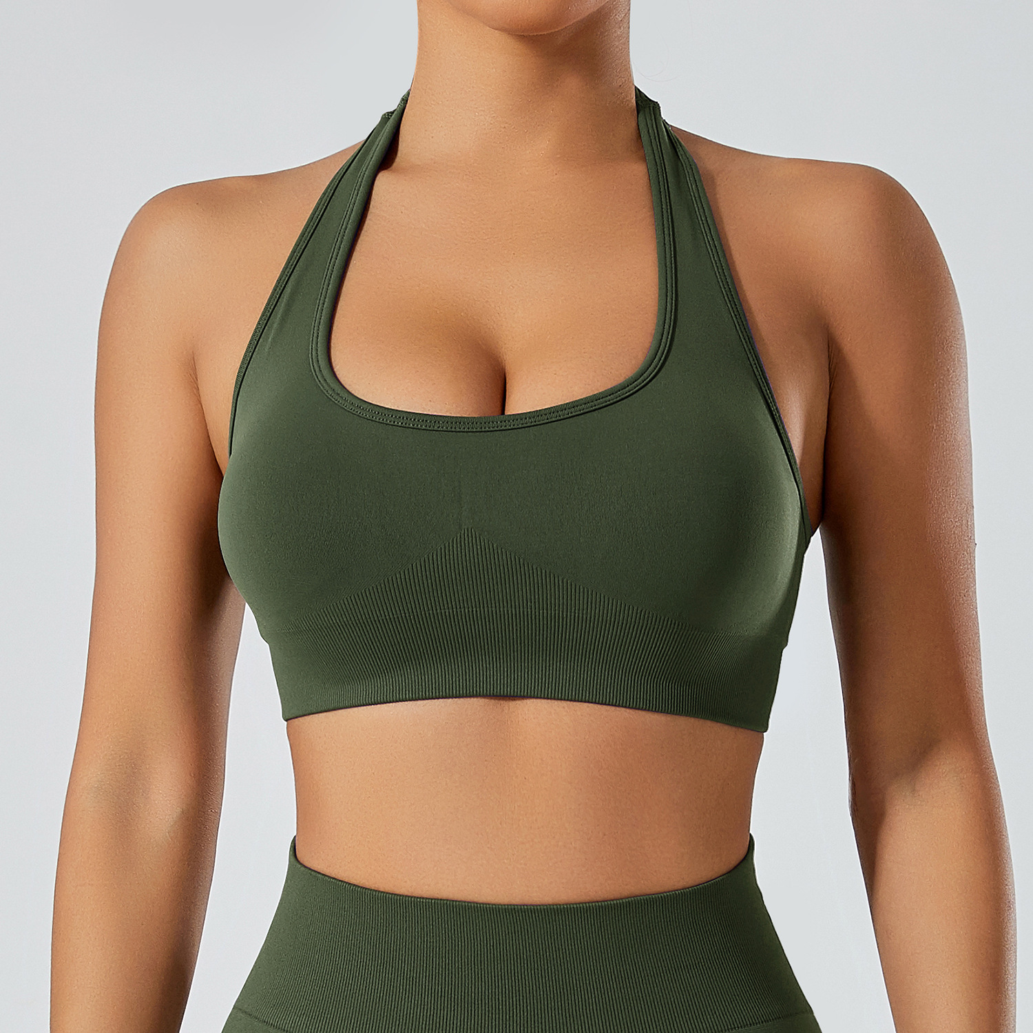 En stock verano belleza espalda u cuello Halter sujetador desgaste exterior a prueba de golpes correr entrenamiento ropa deportiva ropa interior yoga ropa chaleco