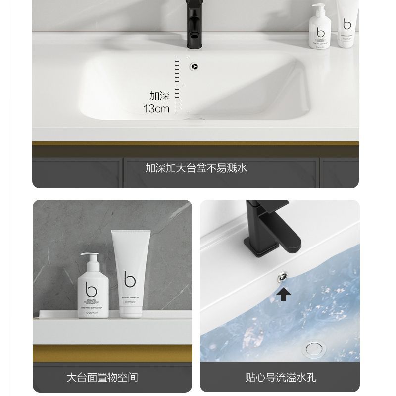 Mueble de baño de aluminio espacio minimalista moderno lavabo pequeño apartamento baño lavabo de cerámica combinación de gabinete