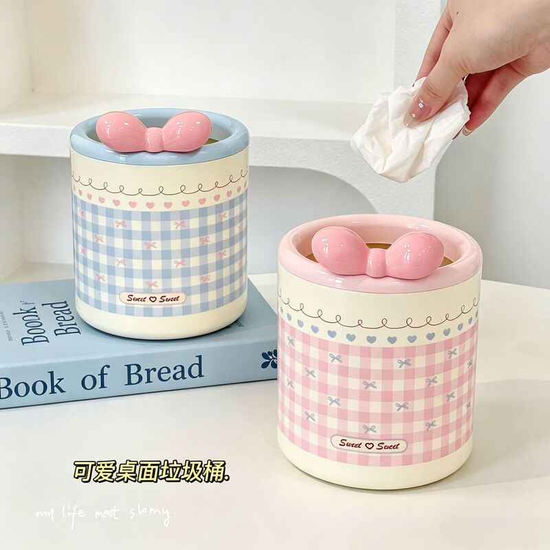 Desktop trash bin, high aesthetic value, cute, mini, small, lidless waste paper basket, office desk storage container, sanitary bin