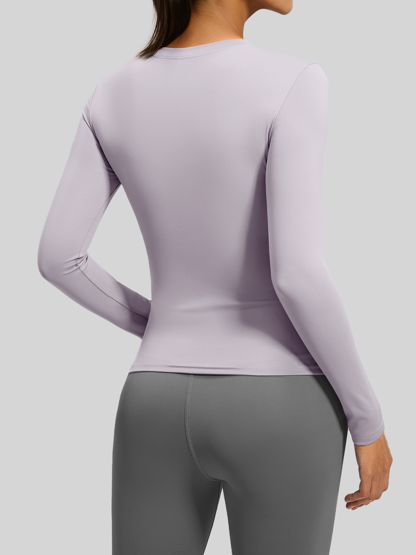 Juyi Tang cuello redondo delgado ajustado manga larga ropa de yoga camiseta deportiva para correr