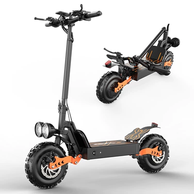 Dual-drive high-power off-road electric scooter, in stock at the factory, available for dropshipping from the US overseas warehouse (Qatlanan elektrik skuterlər) - orange-black-dual-drive-48v15ah