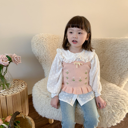 Weimu Children's Clothing Children's Suit 2024 Spring New Style Girls Korean Style Vests Shirts Pants Baby Clothes