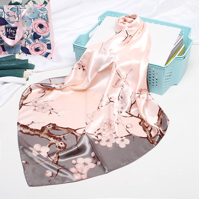 Floral Pink Red Printed Scarf For Women 90cm Large Square Scarf European And American Headscarf_voghion.com