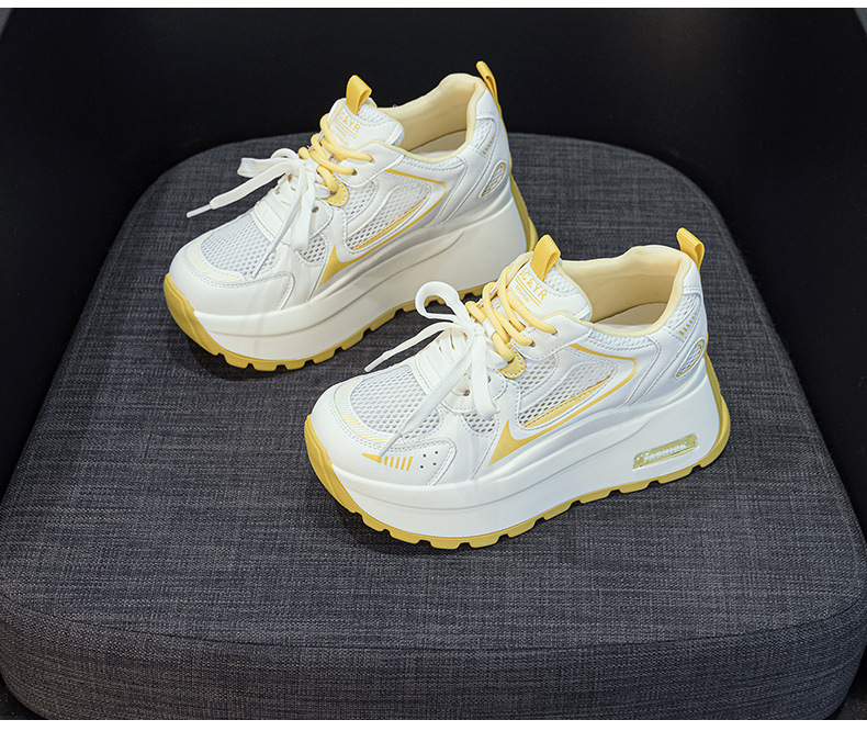 Giày sneaker nữ đế dày phong cách cổ điển, tăng chiều cao, phối màu xám vàng — Xám 5032-1, Vàng 5032-1 chi tiết 21