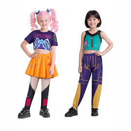 跨境欧美新款女孩恶魔猎人流行歌手万圣节服装装扮舞台套装服装