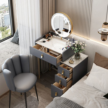 梳妝台輕奢ins風高級卧室白色實木現代簡約小型收納櫃一體化妝桌