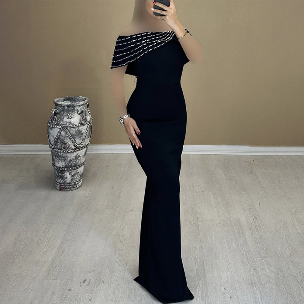 European and American Summer New Shoulder Beaded Diamond Bandage dress Celebrity Party Party Dress