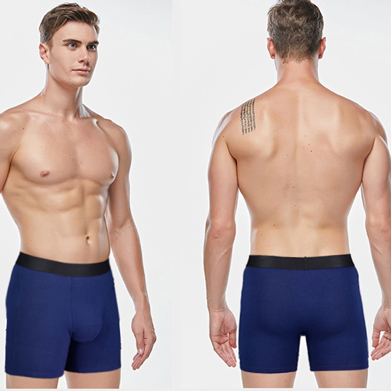 Ropa interior larga para hombres transfronteriza más tamaño europeo cintura alta algodón boxeadores deportes blanco alargado color sólido pantalones cortos comercio exterior