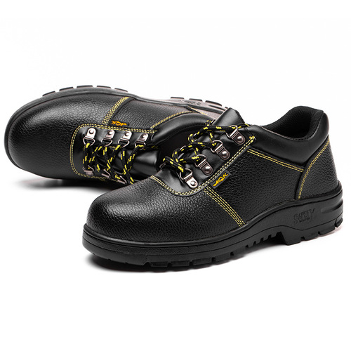 Thick cowhide safety shoe for cross-border construction site leisure with lanyard, anti-strike, anti-puncture, steel toe work shoe