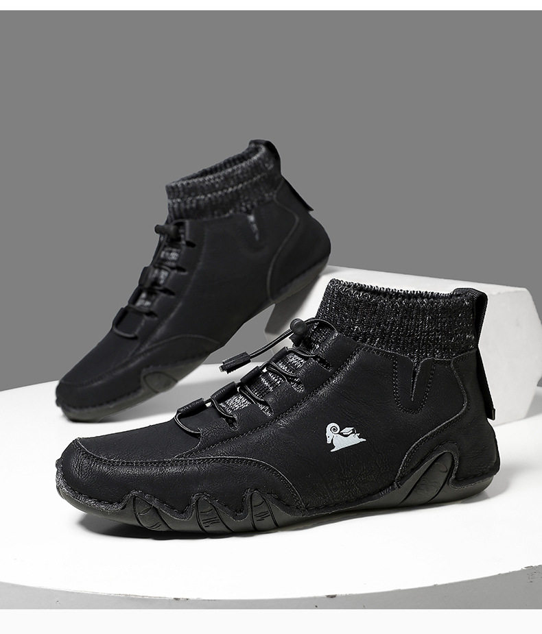 Bốt Martin cổ cao LDECK cổ vừa, thun co giãn, đế bằng, form unisex — C8007 kaki, C8007 màu xám, C8007 màu đen, C8007 đen M (kiểu lót nhung) chi tiết 34