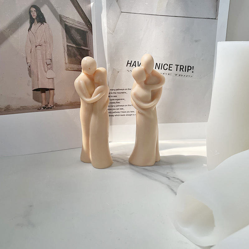 Retrato aromaterapia vela molde de silicona Madre y niño abrazo amante abrazo humano hecho a mano jabón en stock