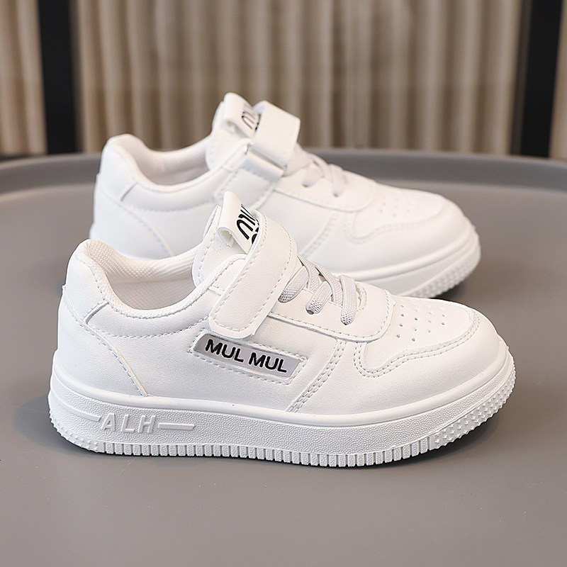 Zapatos blancos para niños, zapatos deportivos para niños y niñas, zapatillas de deporte de cuatro estaciones, zapatos antideslizantes de suela suave para niños grandes de primavera y otoño