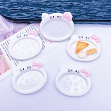 彩色小猫盘子 树脂配件批发奶油胶卡通手工diy发夹洞洞鞋扣材料