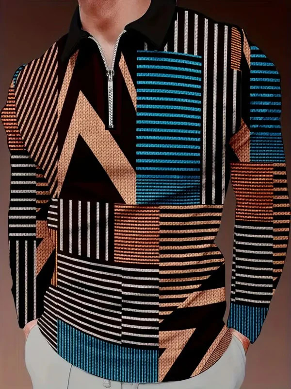 2024 nueva camisa POLO con cremallera de manga larga de alta calidad de moda casual transfronteriza de comercio exterior de Amazon MB14