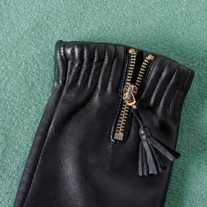 韩版羊皮真皮手套女士触屏加绒加厚防寒骑行开车手套秋冬成人手套