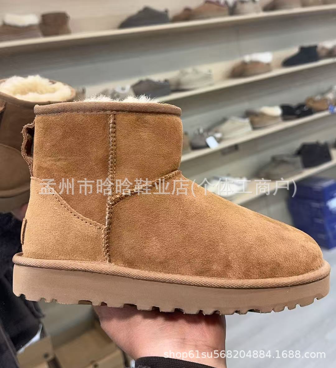 Sangpo botas de nieve de cabra de mujer un nuevo clásico de tubo largo con terciopelo grueso y calentamiento con zapatos de algodón