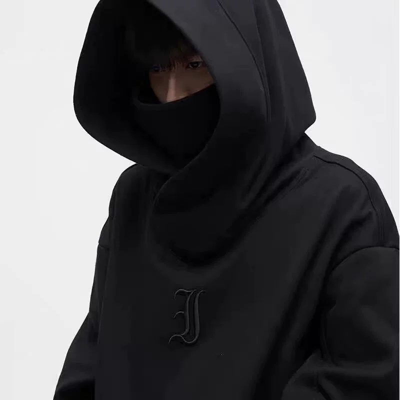 Деми-сезонный худи oversized из тонкого флиса, хип-хоп стиль, длинный пуловер