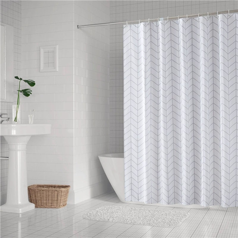 Simple Ins-Style Plaid Shower Curtain, Waterproof and Mildew-Proof, Bathroom Shower Partition Curtain, Wholesale from Manufacturer
