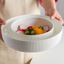 日式陶瓷创意ins北欧风个性家用窝盘轻奢网红碗盘子竖纹餐具餐盘