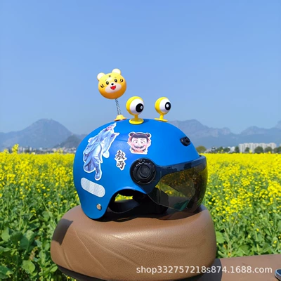 Motosiklet kaskı (dəbilqə) – Helmet - blue-ao-bing-sunscreen-glasses-yellow-eyes-tigger-3c-children-1-5-years-old-j02