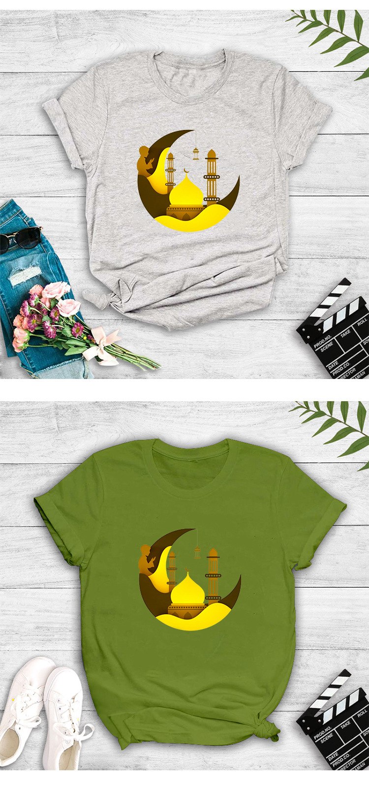 cartoon moon building popular printing T-shirt NSYIC56434