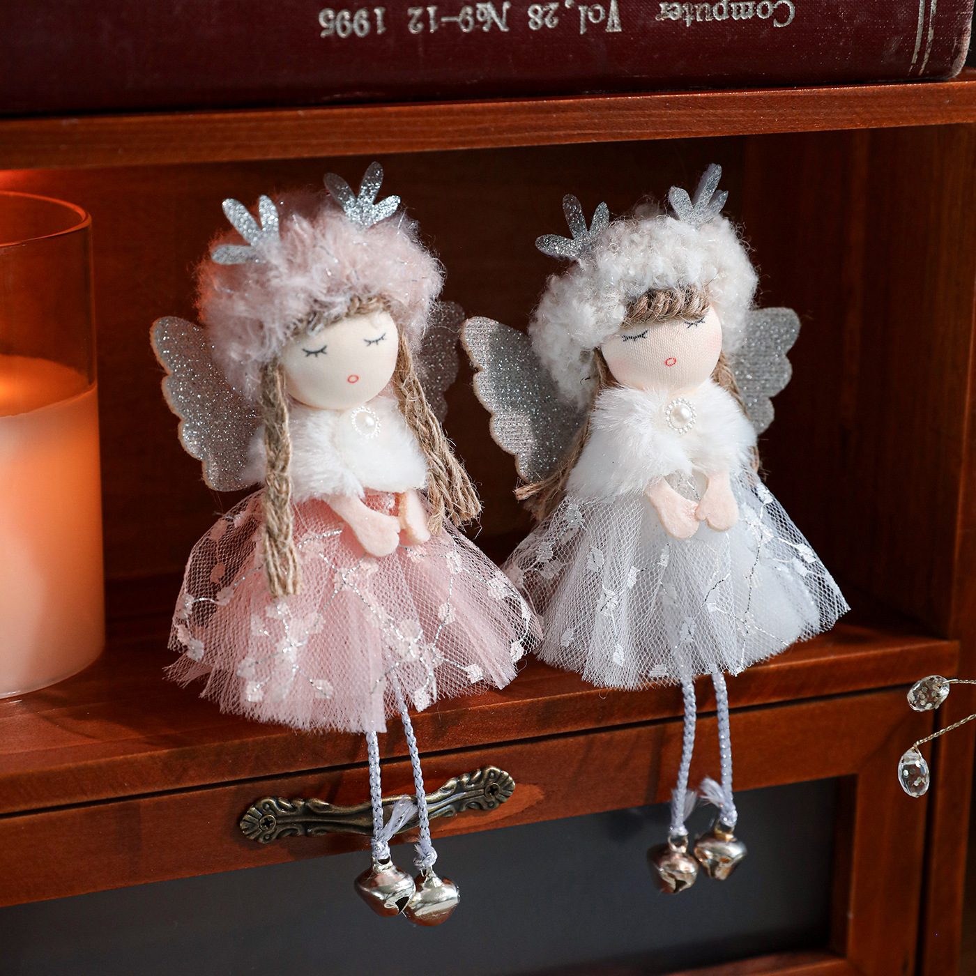 Nuevo de Navidad de peluche cuerno de ciervo ángel chica colgante árbol de Navidad colgante muñeca creativa decoración muñeca colgante