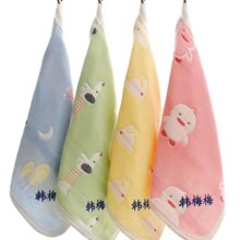 幼儿园专用纯棉6层纱布小方毛巾印刻绣名字手帕绢带挂绳