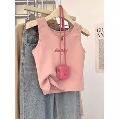 アウトレット ~ デパートコーナー純綿ピンク工字キャミソール女性夏ノースリーブショートギャル上着