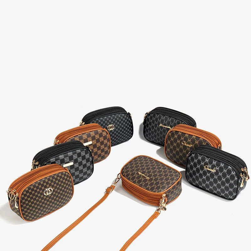 Осенние и зимние высококачественные новые сумки с принтом, модные женские сумки для внешней торговли, текстура ретро-камеры, сумки через плечо для пригородных поездок, западный стиль.