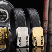 3.5cm 头层牛皮不锈钢内穿自动扣 商务休闲腰身带 工厂现货百搭