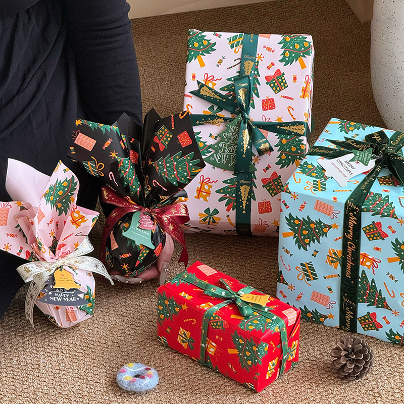 Huaxi Ping An bendición de Navidad flores materiales de embalaje Nochebuena diy regalos ramo de flores papel de envoltura de flores