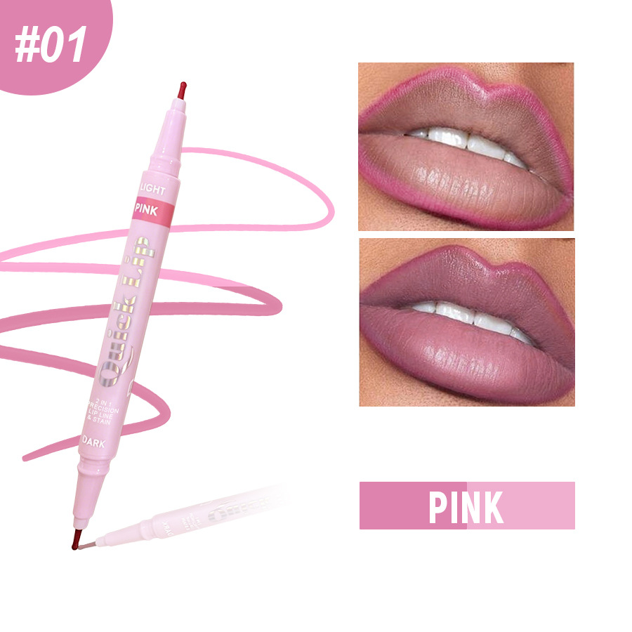 PAGE VINE doble lápiz labial lápiz labial esculpido lápiz labial 2 en 1 sello lápiz de delineador de ojos impermeable a prueba de sudor