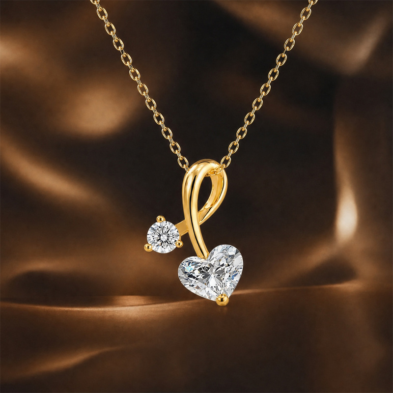 Cherry Pendant Romantic Girly Clavicle Chain Heart-Shaped Love Cut Simulated Diamond Pendant S925 Silver Everyday Necklace Cherry Pendant Romantic Girly Clavicle Chain Heart-Shaped Love Cut Simulated Diamond Pendant S925 Silver Everyday Necklace