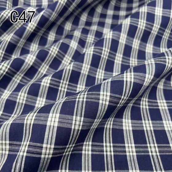 Cotton Poplin Yarn-dyed Plaid Spring and Summer Fashion High Density Shirt dress Pajamas Plaid Fabric C47