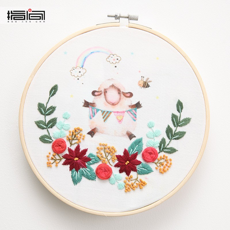 Bordado DIY material de mano bolsas de bordado Lu tela primaria bordado cinta tridimensional bordado zodiaco cerdos bordado bambú tensión colgar creativo