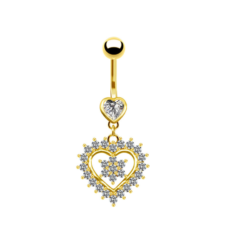 Fashion Style Fashion Heart Shape Stainless Steel Plating Zircon Belly Ring