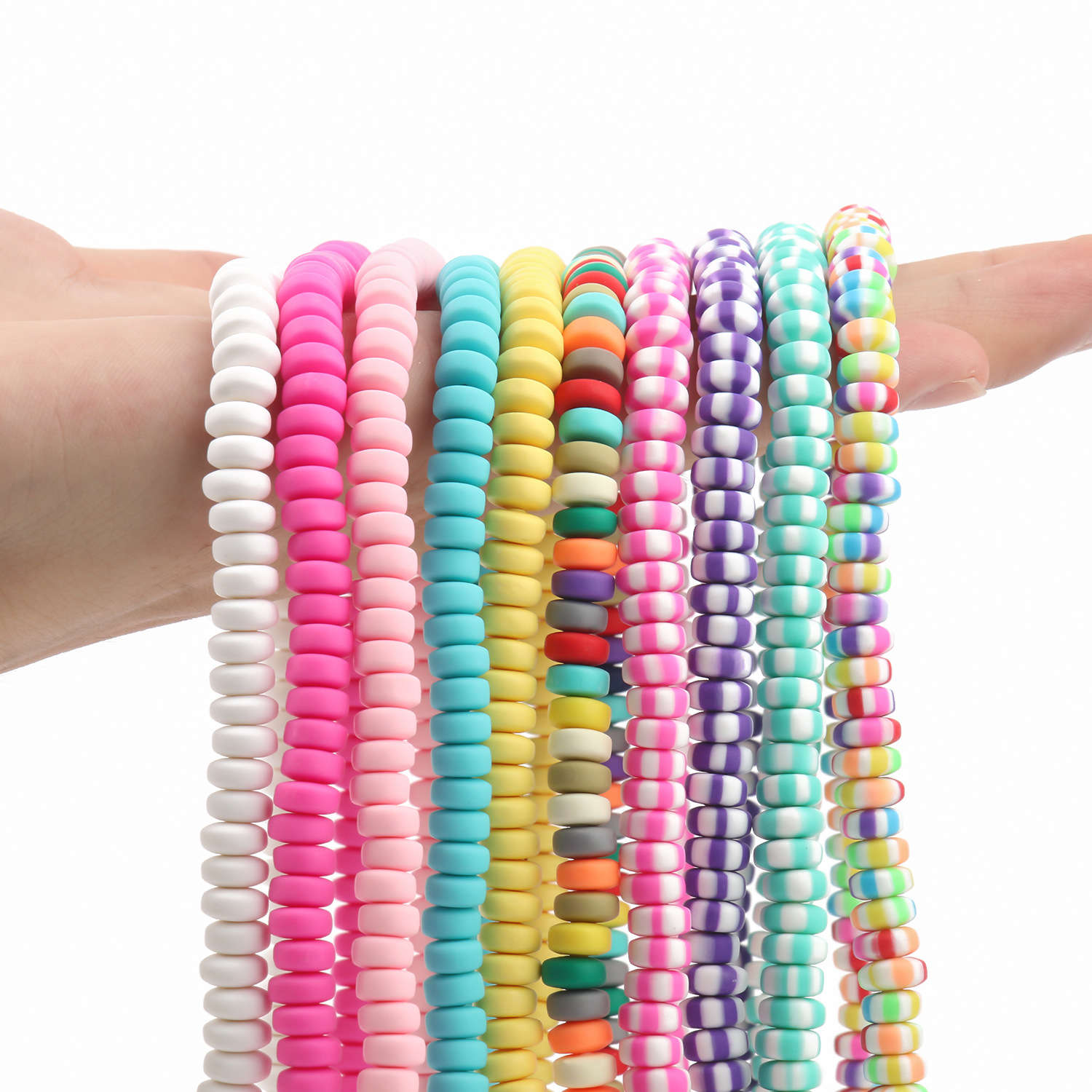 亚马逊新品7x3mm彩色隔片软陶串珠混批 红色散珠diy手工饰品配件