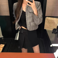 凯羽尚LSARAJ秋 高腰开叉西装半身裙女新款百搭显瘦防走光A字短裙