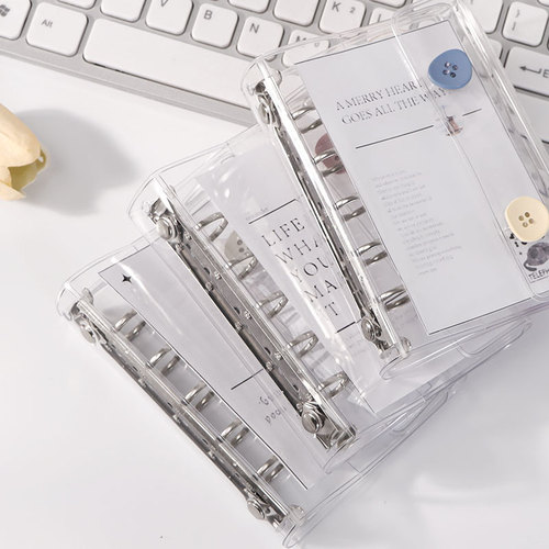 Simple M5 Wirebound Notebook PVC Transparent Tri-fold Color-blocked Dual-fastener Standard 5-hole Diary DIY Wirebound Cover