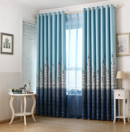 Sales Scene Underwater Castle Curtain Print Thick Finished Curtain Fabric For Bedroom Living Room Study Children