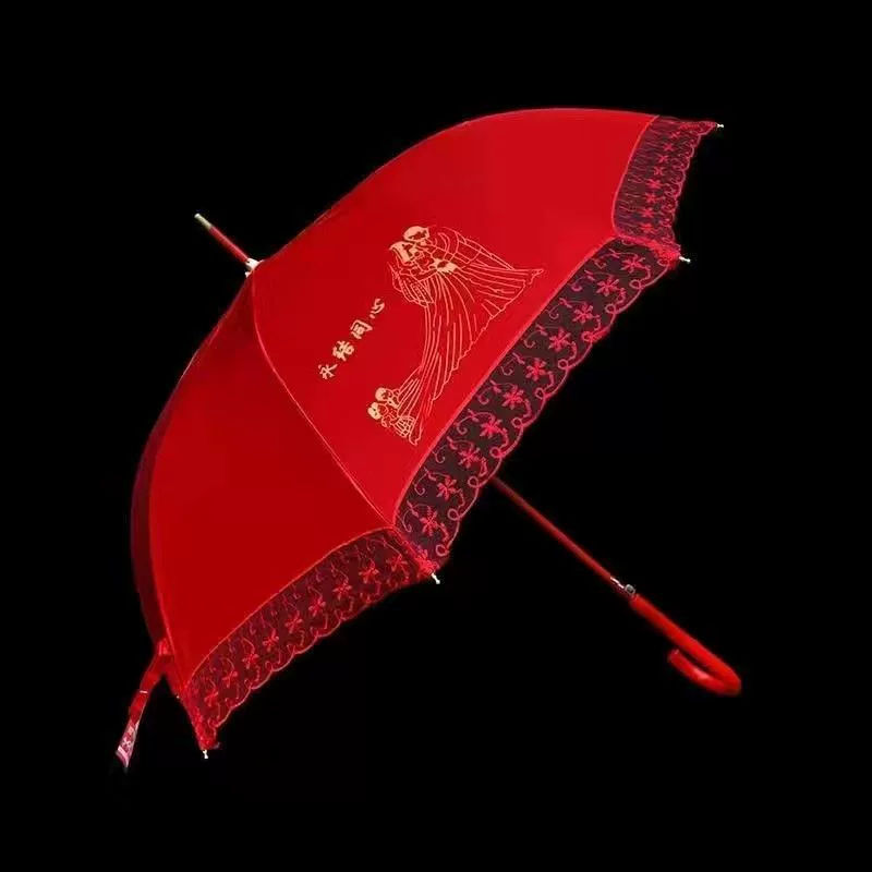 Свадебные принадлежности, свадебный зонтик, свадебный зонтик, свадебный красный зонтик, свадебный кружевной зонтик с длинной ручкой, свадебный зонтик