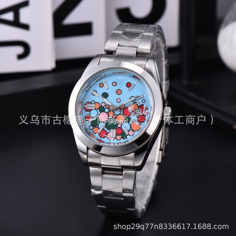 Foreign Trade Popular Laojia Constant Waterproof Steel Band Watch Candy Color Dial Couple Watch Foreign Trade Popular Laojia Constant Waterproof Steel Band Watch Candy Color Dial Couple Watch