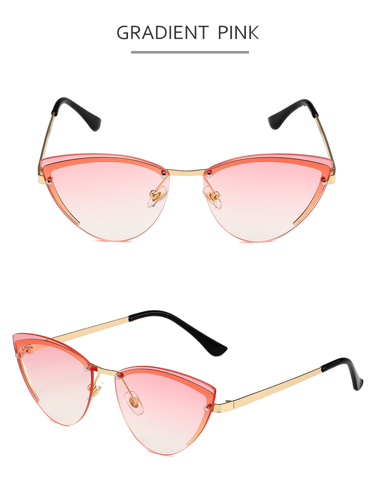 37g Weight Frameless Glasses Structure Sunglasses Classification PC, UV400 Protection Lens Material Cat Eye Glasses Style Travel, Street Occasion Solid Color Pattern Women's Gender Streetwear Style Streetwear Solid Color PC UV400 Protection Cat Eye Frameless Women's Sunglasses 9