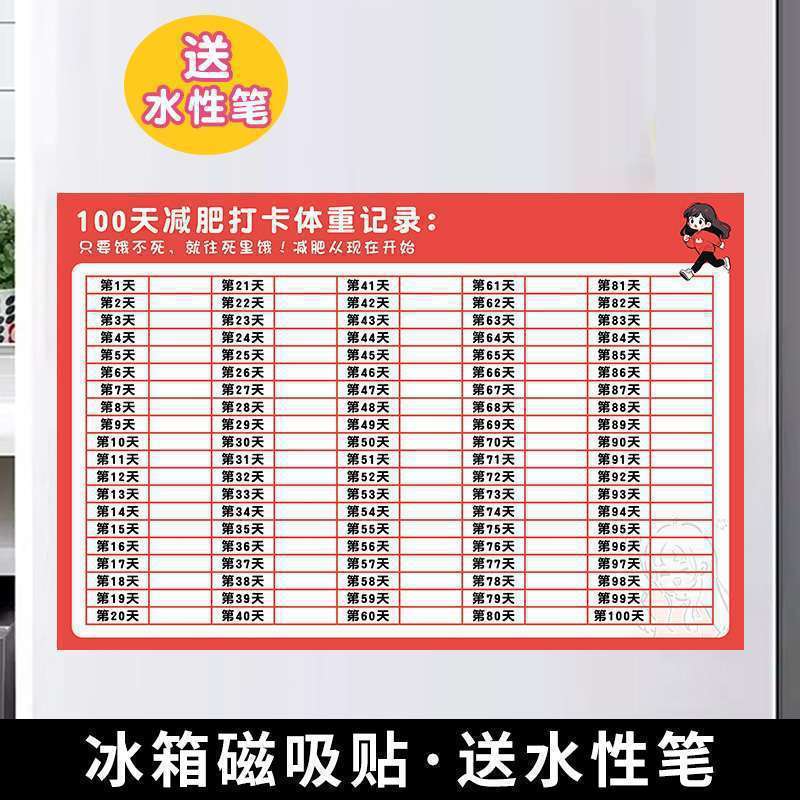 计划表减肥打卡记录表天天天天减肥墙贴磁吸批发|undefined