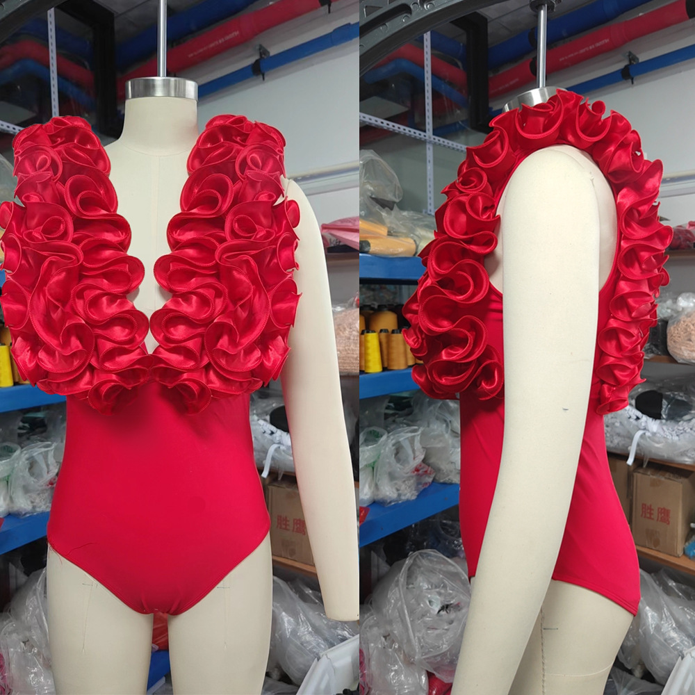 254g Weight Sleeveless Sleeve Length Nylon Fabric Type Regular Top Length Bodysuit Tops Type Swimming Occasion V Neck Neckline Skinny Fit Type Solid Color Pattern Women's Gender Sexy Style Women's Sexy Solid Color One Piece Swimwear 无