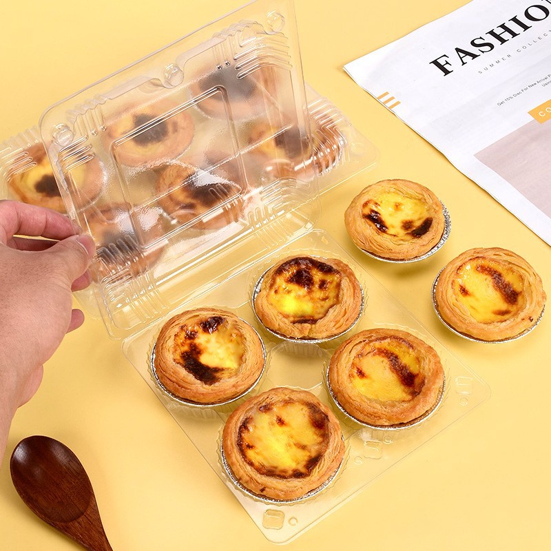 Caja de tarta de huevo 2/4/6 tartas de huevo embalaje de plástico transparente dos cuatro seis caja de embalaje desechable con hebilla punto Oeste