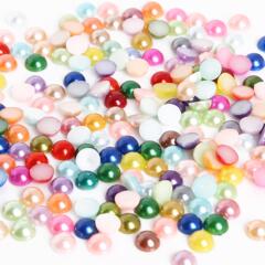 半面ABS模造真珠パッチdiy手作り蝶結びアクセサリー材料半円平底カラービーズ部品