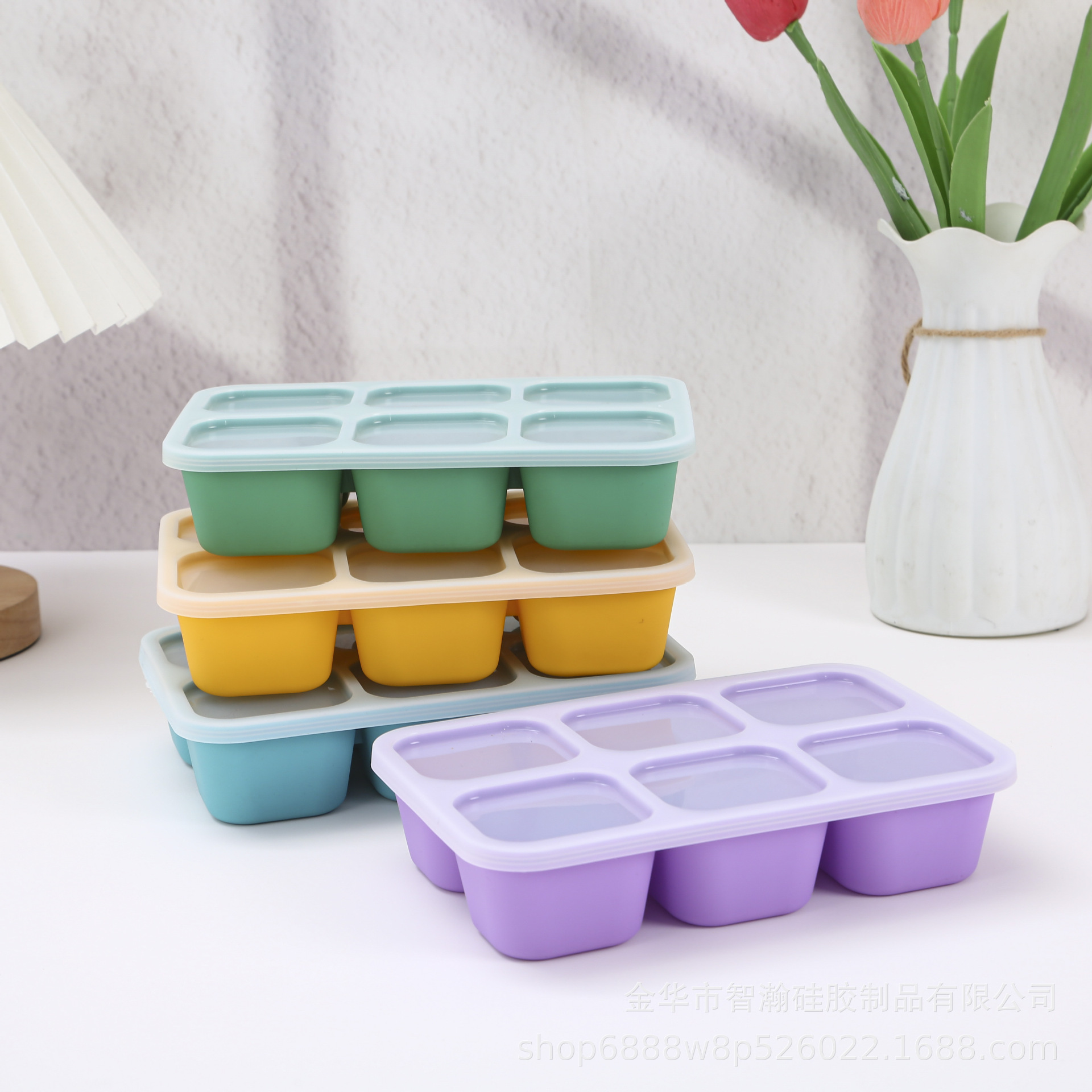 Cross-Border New Product Infant Food Supplement Packaging Box Food-Grade Silicone Animal Pattern 6-Compartment Sealed Food Storage Box