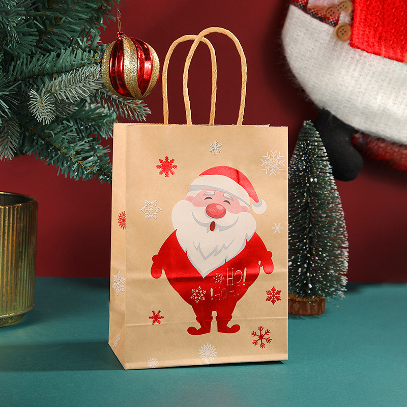 クロスボーダークリスマスポータブル紙袋そりヘラジカクラフト紙袋片面ホットスタンピング包装袋ギフトバッグ卸売|undefined