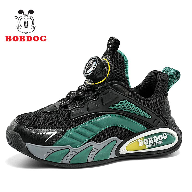 Zapatos de primavera y otoño para niñas, zapatos de malla transpirables para niños, botón giratorio, zapatos de baloncesto para niños.